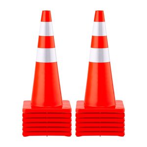 Coni di Sicurezza in PVC Arancione con Collari Riflettenti, Altezza 28 Pollici/73 cm, Confezione da 12 Pezzi, Base Appesantita, Prodotti per Segnalazione Stradale - Product Image 1