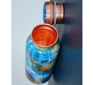 Botella de Agua de Cobre con Diseño Esmaltado, Aislamiento Térmico, Accesorio para Yoga, Botella de Vidrio para la Escuela, Yoga, Oficina, Apta para Lavavajillas - Product Image 1
