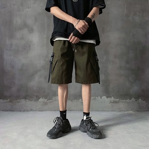 Hot Sale Baggy Cargo Shorts Men Custom Logo Buckle <b>Strap</b> Pockets With Drawstrings For Sale Men's Cargo Casual Shorts - Product Image 5