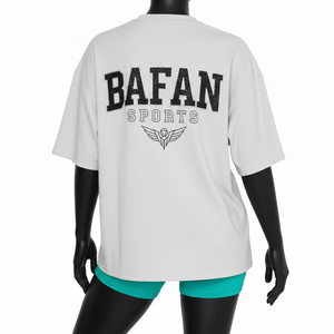 Ensemble T-shirt et short pour femme en mélange de coton de qualité, gris clair et vert sarcelle, avec logo personnalisé par transfert thermique, 100% coton - Product Image 2