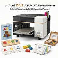 Imprimante à plat UV LED artisJet DIVE A2 pour l'impression 3D en relief, le braille, la culture, l'éducation, les livres, les étiquettes, les cartes et les fournitures pédagogiques
