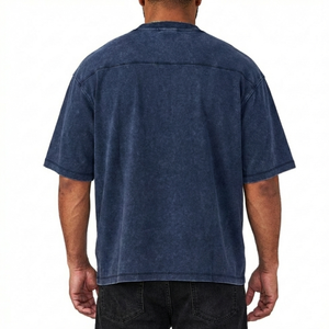 Camiseta Transpirable Ecológica con Lavado Ácido, Oversize, Precio al por Mayor, Cuello Redondo, 100% Algodón, Lisa, Teñida, con Lavado Ácido - Product Image 5