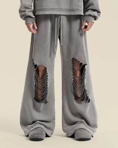 Conjunto de Sudadera y Pantalones Deportivos Holgados de Alta Calidad, Estilo Streetwear, con Efecto Desgastado y Lavado Ácido, para Hombre - Product Image 2