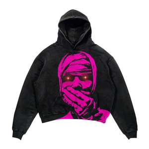 Sweat-shirt à capuche oversize pour homme, style streetwear, imprimé, en coton French Terry, manches classiques, avec poche, pour l'automne - Product Image 6