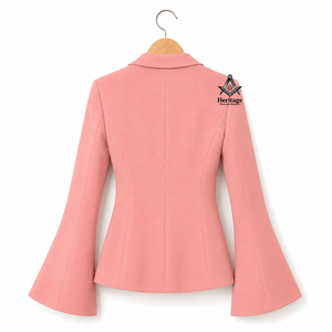 Greek Apparel Heritage Masonic Regalia Pink Blazer <b>Coat</b> With <b>Flare</b> Sleeves Sorority Embroidery Ladies Office <b>Coat</b> - Product Image 3