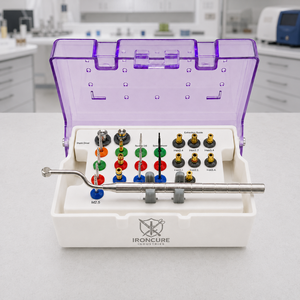 Kit de retrait de vis d'abutment cassées pour implants dentaires, comprenant des forets inversés, des extracteurs de vis, des manchons de guidage et un tournevis - Product Image 4