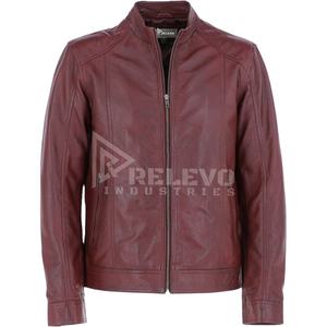 Chaqueta de cuero vintage para hombre, chaqueta de motociclista de cuero auténtico desgastado, estilo retro, en stock. - Product Image 1
