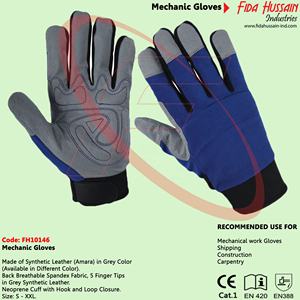 Venta al por mayor de guantes de cuero para automóviles de calidad estándar de Pakistán Guantes de mecánico en guantes de seguridad mecánicos de cuero sintético - Product Image 3