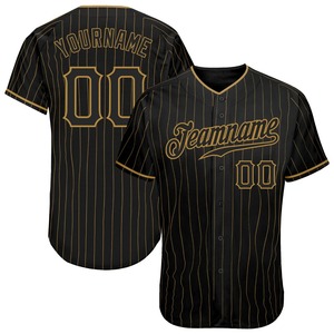 Camiseta de béisbol auténtica antibacteriana de alta calidad OMMiZ para mujer, personalizada, negra con rayas doradas antiguas (138) - Product Image 3
