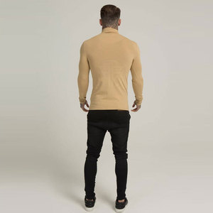 Everyday Fashion High Collar Long Sleeve Knit Top with Flexible Fabric for <b>Men</b> <b>Turtle</b> <b>Neck</b> Shirt - Product Image 2