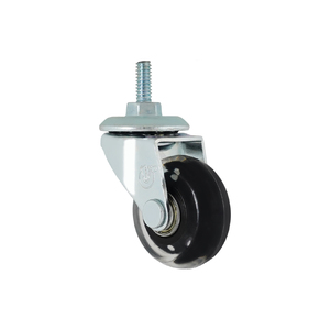 Ruedas giratorias de PU de 1.5 pulgadas con vástago roscado de 1/4" x 15 mm y rodamientos para carros de muebles y equipos ligeros - Product Image 1