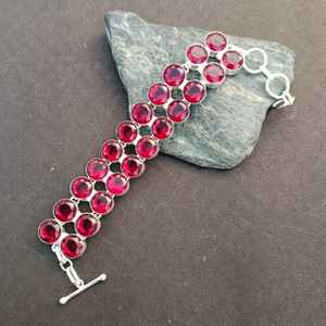 Beautiful <b>Red</b> Garnet Statement <b>Bracelet</b> 925 Sterling Silver Handmade Jewelry Gift For Women Birthday Luxury - Product Image 2