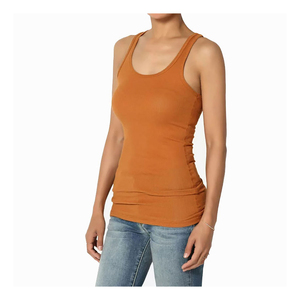 Best Selling Womens Slim Fit Crop Tank <b>Top</b> Light Yellow Ribbed Cotton Crew Neck Design Summer Basic Spandex Casual O-Neck Design - Product Image 1