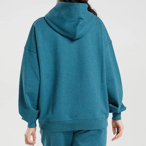 Sweat-shirt à capuche long en molleton 100 % coton pour femme, imperméable, avec impression de logo personnalisé sur le devant, couleur unie, prix abordable - Product Image 2