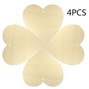 Tranches de bois en forme de cœur non finies, pré-percées, ornements en bois naturel, formes artisanales en bois - Product Image 5