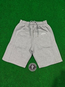 Shorts Bermuda en coton noir et gris pour homme, taille à cordon, logo brodé, couleur unie, tricoté, style décontracté - Product Image 2