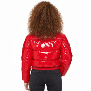 Chaqueta Acolchada para Mujer, Cálida y Transpirable, con Capucha, Relleno de Algodón, Aislamiento Acolchado, Cierre de Cremallera, Logotipo en la Parte Delantera, Abrigo de Invierno para Exteriores - Product Image 4