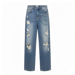 Pantalones Vaqueros de Mezclilla para Mujer de Marca Privada, Estilo Baggy Desgastado, Tiro Bajo, Fabricante Mayorista para Ropa Urbana - Product Image 5