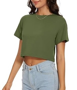 T-shirt court sexy pour femme en coton respirant de qualité supérieure, idéal pour l'été, faible MOQ - Product Image 3