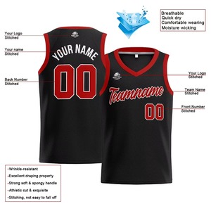 Maillots de basket-ball sublimés noirs respirants personnalisés de haute qualité en gros, avec impression de nom d'équipe et lettres, en Spandex/Nylon - Product Image 3