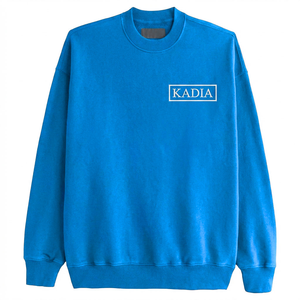 Sweat-shirt en coton bleu ciel brodé sur mesure, coupe ample unisexe, en molleton bouclette, avec étiquette privée, fabrication OEM - Product Image 6