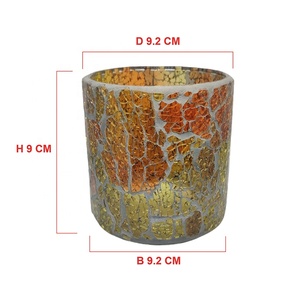 Luxury 2023 Colorful Design Round High-Quality Hand-crafted Grey Grout Multi-Purpose Home <b>Decor</b> Yellow Orange Mosaic Glass <b>jar</b> - Product Image 1
