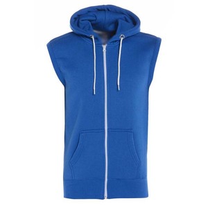 Sweat-shirt à capuche sans manches gris pour homme avec fermeture éclair, poches à cordon et style décontracté - Product Image 5