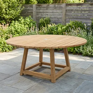 Mesa de Centro Redonda de Madera de Teca Banyan, Mesa de Centro Rústica de Madera Maciza, Madera Natural para Patio, Jardín, Muebles para el Hogar - Product Image 4