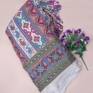 Tela de crepé color marfil con bordado de hilo fino, 54 pulgadas, ligera, con lentejuelas brillantes y diseño floral, material de bordado Daman para Kurti - Product Image 2