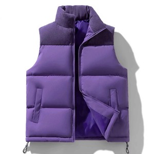 Men's Winter Sleeveless Puffer Vest Stand Collar 100% <b>Canvas</b> Waterproof Eco-Friendly Casual Quilted Windproof Outerwear - Product Image 3
