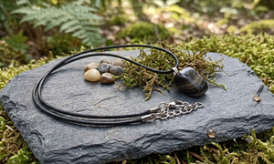 Collar con Colgante de Piedra Curativa de Jaspe Natural - Joyería Energética con Piedras Preciosas Pulimentadas y Cordón Negro Ajustable para Hombre - Product Image 2