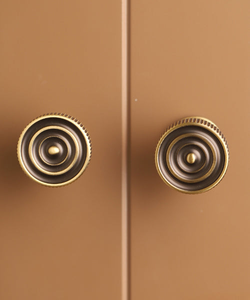 <b>Antique</b> <b>Brass</b> Round Cabinet <b>Knobs</b> Knurled Edge Vintage Furniture Drawer Pull Hardware - Product Image 1