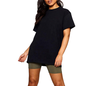 Camiseta Extra Grande Personalizada con Cuello Redondo para Mujer |   Camiseta de Manga Corta Informal de Color Sólido, 100% Algodón, Cuello Redondo, Hombros Caídos - Product Image 6