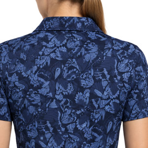 <b>Navy</b> Blue <b>Women</b> Short Sleeve Printed Golf Polo Shirt Floral Pattern Performance Sports <b>Top</b> Custom Wholesale Breathable Golf - Product Image 4