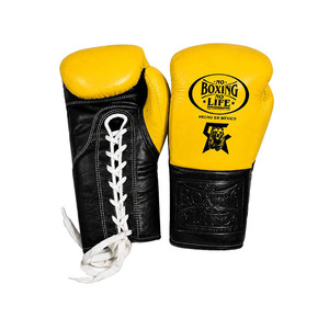 ถุงมือชกมวยหนังแท้ No Boxing No Life สีแดงดำ ปักโลโก้ ผลิตในเม็กซิโก อุปกรณ์ฝึกซ้อมสำหรับผู้ใหญ่ ผลิตภัณฑ์สำหรับยิมและการฝึกซ้อม - Product Image 3