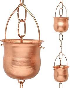 โซ่รับน้ำฝนทองแดงสำหรับสวน รูปทรงดอกลิลลี่  โซ่รับน้ำฝนทองแดงจำลองสำหรับท่อน้ำฝน  ของตกแต่งระบายน้ำโลหะ - Product Image 3