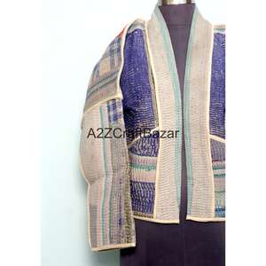 Chaqueta de Cuello Alto con Botones, Tejida a Mano, Reversible, Ecológica, Transpirable, de Secado Rápido, de Algodón, Estilo Vintage Kantha, para Mujer, Primavera Verano - Product Image 2