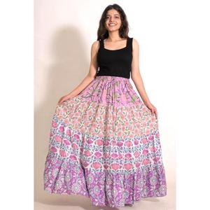 Handmade Cotton Patchwork <b>Skirt</b> Printed <b>Long</b> Maxi <b>Skirt</b> Boho Ethnic Women's Clothing - Product Image 2
