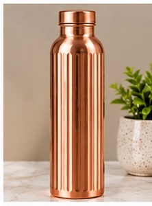 Elegance <b>Copper</b> <b>Water</b> <b>Bottle</b> with Lid Portable Eco Friendly Drinkware Traditional Peacock Design - Product Image 4