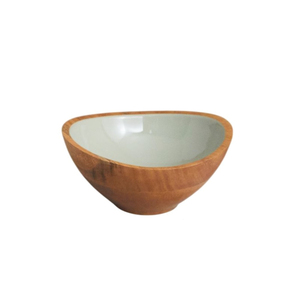 Bols de service ronds en bois de manguier artisanaux de qualité supérieure avec intérieur émaillé noir et blanc de qualité alimentaire pour salades et fruits - Product Image 4