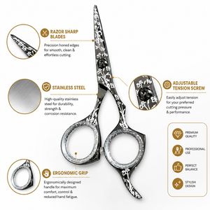 กรรไกรตัดผมมืออาชีพ สแตนเลส ใบมีดคม ด้ามยาว สำหรับคนถนัดขวา ใช้ตัดผม - Product Image 6