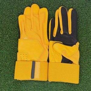 Men's Leather Anti-Slip Black Yellow Baseball Batting Gloves High Dexterity Quick-Dry Wrist Support Reinforced Palm Premium <b>Hook</b> - Product Image 1