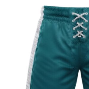 Pantalones Cortos Deportivos para Hombre, Color Verde Azulado, Sublimados con Estampado de Hockey sobre Hielo, de Poliéster, con Cordón Ajustable y Franja Lateral, para Entrenamiento - Product Image 3