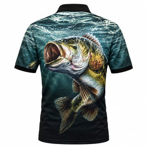 เสื้อโปโลตกปลาผู้ชาย ลายปลาเทราท์สีรุ้ง แห้งเร็ว UPF 50 เสื้อผ้าสำหรับกิจกรรมกลางแจ้ง พิมพ์ลายแบบซับลิเมชั่น ไซส์ผู้ใหญ่ - Product Image 3