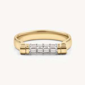 แหวนหมุนได้ทรงบาแกตต์ประดับเพชรซิคอน เงินแท้ 925 ดีไซน์ทันสมัย เหมาะสำหรับเป็นแหวนหมั้นหรือแหวนครบรอบสำหรับผู้หญิง - Product Image 1