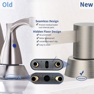 Rubinetto per Bagno RV a Foro Singolo, Finitura Nichel Spazzolato, con 2 Maniglie [Design a 3 Fori, Tubo di Scarico Pop-Drain Non Incluso] - Product Image 5