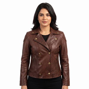 Custom Women's Button Down Biker Jacket Premium Leather Motorcycle <b>Coat</b> Streetwear Front Eco-Friendly <b>Reversible</b> - Product Image 6