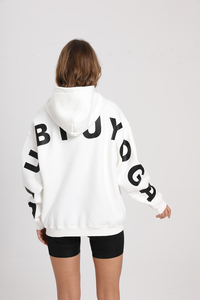 Sweat à capuche en molleton oversize pour femme, personnalisé 2024, à épaules tombantes, avec logo imprimé en grandes lettres et logo brodé, décontracté, hiver - Product Image 4