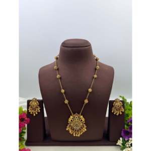 Indian Ethnic Artificial <b>Jewellery</b> Vanya Chorski Delicate Semi Long <b>Gold</b> Plated Bridal Necklace <b>Set</b> - Product Image 1