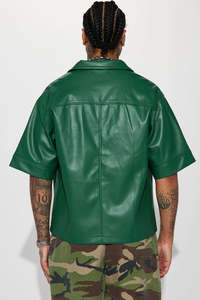 Unique Design Genuine Leather <b>Half</b> Sleeve T-<b>Shirts</b> For Men-Custom Logo High Street Style Customizable Cargo Pockets Jacket <b>Shirt</b> - Product Image 2
